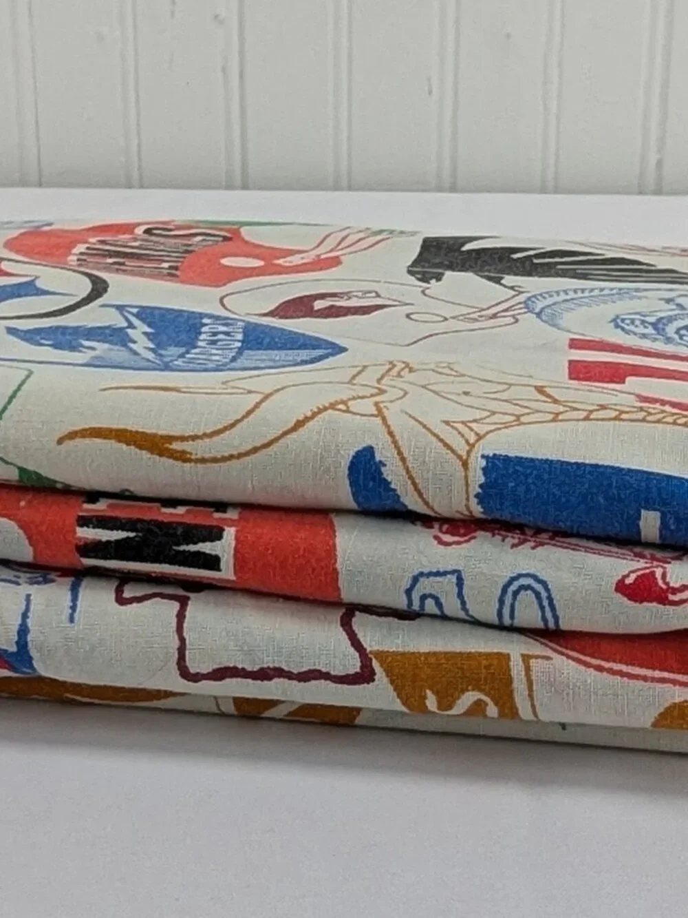 Vintage Fashion Manor NFL Teams Twin Flat Bed Sheet Muslin Penn Prest JCPenny